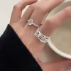 Anillo de Cruz de Línea Multicapa de Plata de Ley S925 para Mujer, Moderno, Exquisito y de Alta Gama, Anillo Apilable con Ágata Blanca para el Dedo Índice