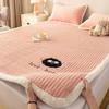 Protector de Cama de Terciopelo de Leche Engrosado de Invierno Pieza Única 2026 Nuevo Cubre Cama de Franela Coral Juego de Sábanas Acolchadas de Tres Piezas