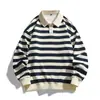 2026 Marca Trendy Transversal Americana Retro Y2K Nueva Moda Estampado 3D Manga Larga Camisa POLO Sudadera Tendencia Callejera
