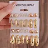 Set de Aretes Geométricos Circulares Estilo Coreano 6 Pares Creativos Aretes de Aro con Colgante de Mariposa Corazón Aretes de Botón de Corazón Venta al por Mayor