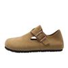 Zapatos Casuales sin Cordones de Cuero Genuino Gamuza Gris-Verde Estilo Cao Sanxi, Modelo Nuevo Zuecos Estilo Birkenstock