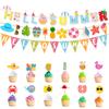 Nuevo juego de banderas hawaianas para fiesta en la playa oceánica, decoración para fiesta de cumpleaños, juego de banderas pequeñas para pastel, venta al por mayor