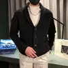 Suéter cárdigan grueso y cálido de otoño e invierno 2023 para hombre, casual versátil, cuello de fruta verde, talla grande, abrigo de moda