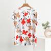 Camiseta sin mangas de algodón y seda para mujer de mediana edad y anciana, top de verano para madres, fino algodón artificial, jersey floral de talla grande