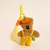 Pingente de Urso Feijão Fofo Bolsa de Tricô de Inverno Pingente de Boneca de Pelúcia Desenho Animado Presente