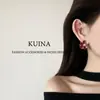 Aretes de Flor Esmaltada Rojo Oscuro con Aguja de Plata de Ley Únicos Nuevos 2025 Pendientes para Mujer Lujo Accesible de Gama Alta Pendientes de Nicho