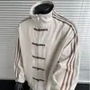 Chaqueta casual de tres rayas estilo chino con botones para hombre, de comercio exterior, para primavera y otoño, de alta gama, con cuello alto, tipo béisbol, deportiva