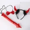 Halloween fornecimento transfronteiriço lantejoulas chifre do diabo headband animal bonito headband atacado chifre vermelho conjunto de três peças
