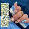 Lote de Nueva Joyería para Uñas de Aleación China Diamante Azul Aqua Cuadrado Gordo Gotas de Agua Xi Fei Zhen Huan Mismo Palacio Armadura con Diamante
