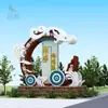Escultura de Dragão Grande de Aço Inoxidável para Exterior Praça Paisagismo Imobiliário Jardim Animal Metálico Simulado Ornamento