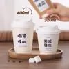 Taza de Café Desechable con Tapa, Taza para Té de Leche de Soya, Taza de Papel Kraft, Taza Comercial para Llevar, Taza de Papel para Bebidas Calientes