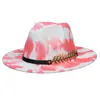 Sombrero de Jazz Estilo Europeo y Americano Británico, Fedora de Lana con Graffiti de Colores y Cinta, Sombrero de Ala Ancha para Hombres y Mujeres, Sombrero Versátil de Ala Ancha