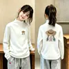 Camiseta Interior de Polar para Niña con Cuello Medio Alto Manga Larga Infantil Bonita Niña Pequeña Elegante Ropa Interior Otoño e Invierno