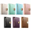 Funda de cuero adecuada para el teléfono plegable tipo flip ancho Samsung ZFold8 con cremallera, ranura para tarjetas, soporte y almacenamiento para teléfono Galaxy