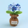 Plantas de Tulipán Hechas a Mano con Ganchillo Transfronterizas en Maceta, Adornos de Rosa, Jarrones de Flores Tejidos con Hilo, Flores Artificiales, Plantas en Maceta para Escritorio