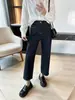 ¡Piernas rectas! Un imprescindible~ Jeans elásticos en cuatro direcciones para mujer, 26 nuevo estilo, pantalones cropped baguette de cintura alta bordados H081503