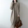 Cardigan Feminino de Lã Pura Sem Botões Engrossado Extra Longo 2026 Outono/Inverno Novo Estilo Preguiçoso Tamanho Plus Loose Elegante Casaco