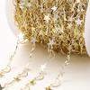 Corrente de ouro banhada a cobre 18k não desbota estrela de cinco pontas lua corrente solta pulseira DIY colar corrente de cauda acessórios caseiros