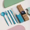 Set de Cubiertos Portátil Transfronterizo, Cuchillo, Tenedor, Cuchara, Palillos, Cubiertos Domésticos para Estudiantes, Caja de Almacenamiento para Cubiertos de Camping al Aire Libre