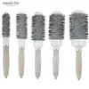 Peine de tubo de aluminio y cerámica gris para cabello rizado y liso, peine de doble propósito con baja estática, peine para peinado con soplado de cabello de salón.