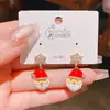 Pendientes Juguetones, Exquisitos y Versátiles de Copo de Nieve y Zirconia con Esmalte de Papá Noel, Pendientes de Moda y de Alta Gama