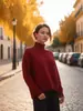 050 Ropa de Otoño e Invierno para Mujer Europea y Americana Nuevo Suéter de Cuello Alto de Amazon Suéter Holgado Ruso Transfronterizo Estilo Europeo y Americano