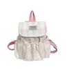 Esquema de Cores Suave e Fresco, Mochila com Design Listrado, Bolsa Escolar Leve para Estudantes, Deslocamento Diário, Compras, Passeios de Primavera