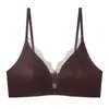 Sutiã Sem Fio com Suporte Lateral e Renda em Tira de Gel para Mulheres Sexy Push-up Suporte Macio Alças Finas Belo Design nas Costas