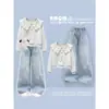 Conjunto de Dos Piezas de Moda Coreana Dulce Lindo con Sudadera de Manga Larga y Pantalones Anchos de Estrella para Niños Mayores - Primavera y Otoño 2026