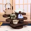 Nuevo Estilo Chino Estante de Almacenamiento para Tazas de Té de Madera Maciza Multicapa Escritorio Adornos Retro Hogar Juego de Té Tetera Estante de Madera