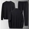 Traje Deportivo de Tres Piezas para Hombre Tallas Grandes Transfronterizo Primavera y Otoño Chaqueta de Cuello Alto + Sudadera + Pantalones Largos Ropa para Hombre de Comercio Exterior al por Mayor