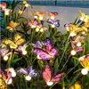 Lâmpada Decorativa de Jardim LED Solar Borboleta Vagalume Balançante à Prova d'Água para Exterior