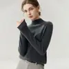 Suéter de Cashmere Feminino Baicaierong Outono/Inverno 2026 com Gola Meia Alta, Design Versátil, Tricô de Lã
