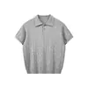 Venta al por mayor de fábrica Calle Retro Tejido de punto trenzado Manga corta Camisa Polo para hombre Marca de moda Holgada Pareja Top Camiseta de alta gama