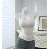 Estilo Garota Hot Bm com Bojo Elástico Slim Alça Fina Feminino Primavera Verão Simples Básico Base Top de Alça