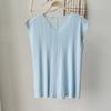 Calidad de Counter Producto Nuevo de Verano Versión Básica Elegante con Pliegues Talla Grande Casual Holgado Cuello en V Chaleco de Moda Camiseta