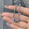 TikTok Suprimento Pulseira Natural de Tanzanita da Tanzânia Conjunto de Prata 925 5x 7mm Pulseira Elegante da Moda para Mulheres Atacado
