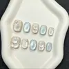 Unhas Usáveis Olho de Gato Azul Gelo Planeta com Strass de Estrela, Peças de Nail Art Acabadas Destacáveis Feitas à Mão
