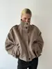 Moda Feminina Transfronteiriça Estilo Europeu e Americano Gola Alta Modelagem Solta Silhueta Emagrecedora Casaco Curto de Lã com Toque de Luxo