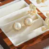 Brincos Redondos de Pérola com Zircônia Simples, de Alto Padrão, Modernos e Elegantes Estilo Coreano, Brincos Exquisitos e Versáteis para o Dia a Dia para Mulheres