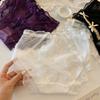 Niebla Sombra de Flor ~ Bragas de Encaje Sexy de Cintura Media-Alta para Mujer Pura Pasión Morado Transpirables Algodón Cubre Cadera Briefs para Mujer