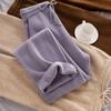 Taro roxo lã calça wide-leg para mulheres 2023 outono e inverno Nova cintura alta draping folgada emagrecendo calças casuais