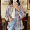 Camisa de Cuadros Retro para Mujer, Nuevo Estilo Primavera y Otoño, Estilo Perezoso, Chaqueta Camisa de Diseño de Nicho, Top Casual