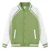 Chaqueta de béisbol raglán de capa de aire con estampado de diamantes de otoño con logotipo impreso o bordado personalizado, chaqueta cárdigan para ropa de trabajo corporativa