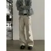 Pantalones Cargo Multibolsillos Retro Americano para Hombre y Mujer, Pierna Recta Holgada, Ligeramente Acampanado, Lavado Tridimensional Vintage Street Casual Largos