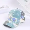 Celebridade da Internet Estilo Coreano Tie-Dye Tecido Completo Estampado Boné de Baseball Cauda de Cavalo Fixa Chapéu de Sol Respirável Boné de Aba Longa