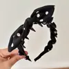 Tiara Coreana de Bolinhas com Laço para Mulheres 2025 Nova High-End com Dentes Pressão para Cabelo Cabeça Alta Antiderrapante Tiara para Lavar o Rosto