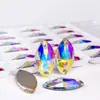 Accesorios de Diamante Irregulares Cosidos a Mano con Borde Biselado de Vidrio Marquise Hebilla Plana Galvanizada Fondo Plano Artículos Creativos para Decoración de Zapatos, Sombreros y Ropa DIY