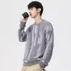 Suéter Masculino Gola Redonda Pulôver Outono e Inverno Retro Tendência Marca Casual Suéter Solto Costura Traseira Tricô Preguiçoso Roupa Masculina