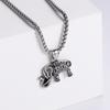 Pingente Único de Aço Inoxidável Estilo Vintage com Elefante Africano e Pequeno Desenho Floral no Verso para Mulheres, Moda Retro Tendência